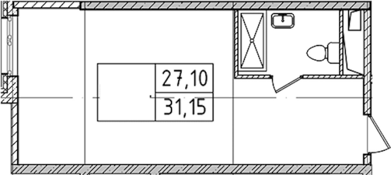 Квартира студия 31.15 м², 14/14 эт., Комплекс апартаментов «Ladozhsky Avenir»